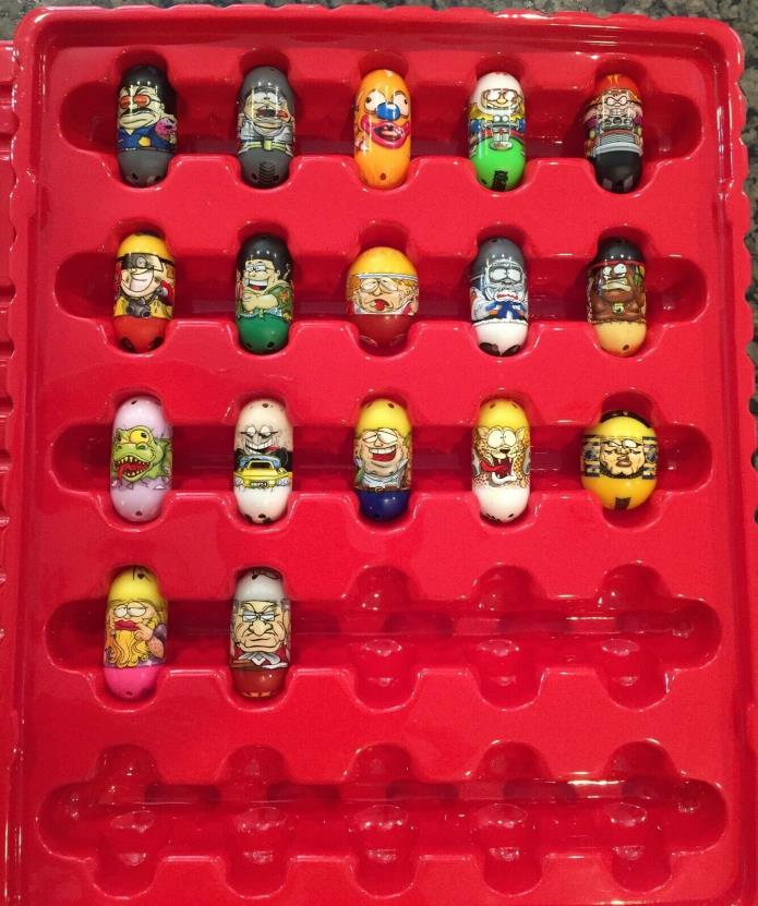 Mighty Beanz Mixed Lot of 17 Beanz with Carrying Case for 50 Mighty Beanz Toys