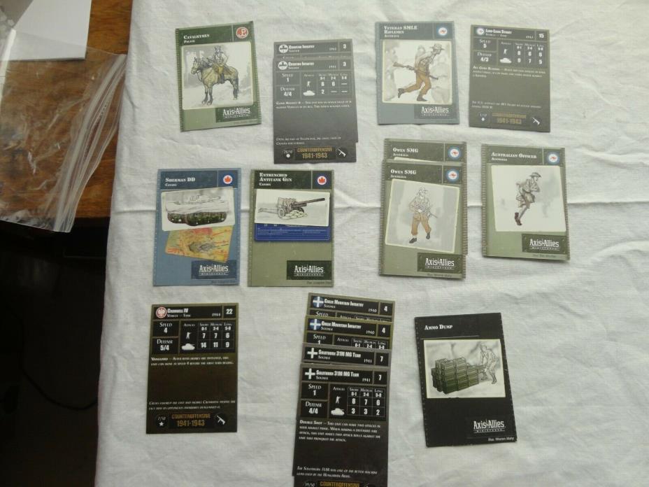 Axis & Allies Land Misc Countries cards no ships -  lot