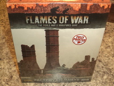 Factory Chimneys FOW BB236 New! Prepainted Plastic Terrain Flames of War