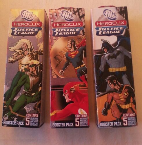 Heroclix DC Justice League 3 booster packs 15 total clix NOS 2007