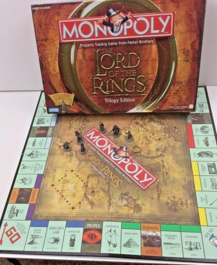 2003 The Lord of the Rings Trilogy Edition Monopoly Game 100% Complete w/Ring
