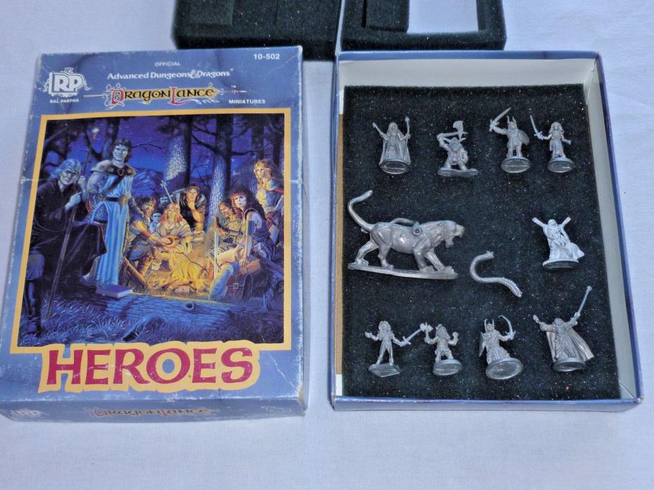 Ral Partha Dragonlance Miniatures Heroes Box 10-502 Unpainted, 7 out of 10 minis