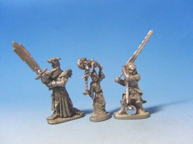 Ral Partha Pewter 3 Warrior & Wizard Lot 25mm Metal OOP D&D Dungeons & Dragons