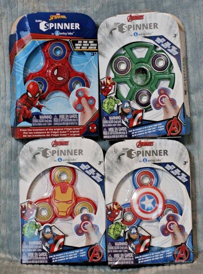 4 Marvel Fidget Spinners: THE HULK Captain America IRON MAN Spider Man AVENGERS