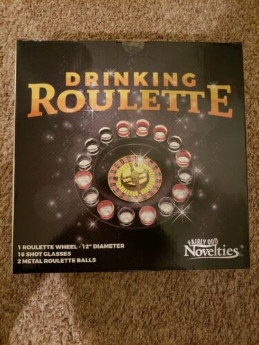 SPIN & SHOOT  Shot Glass Roulette - Drinking Game Set 2 MARBLES and 16 Glasses