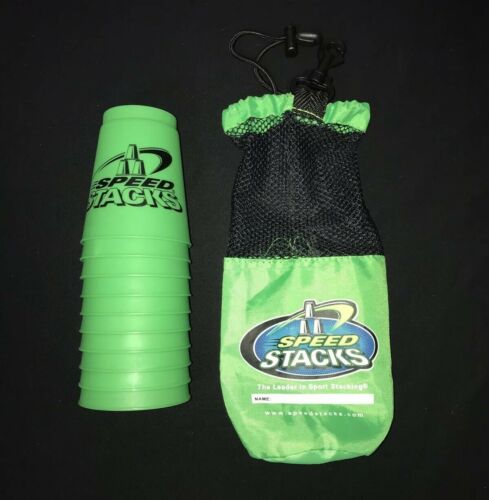 Official WSSA Speed Stacks Stacker Cups Competition LIME GREEN 10 Cups & Tote