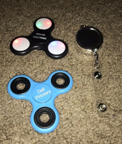 FIDGET SPINNERS DELL EMC COLLECTIBLE LIGHTS UP QTY 2 + DELL PULL BADGE NEW