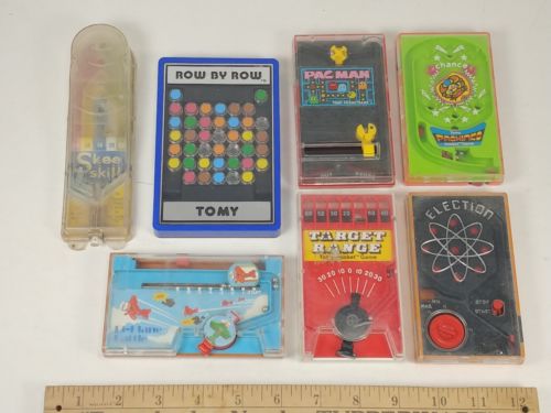 8 Tomy Pocket Games Pocketmate Bi-Plane Target Range Skee Skill Analog Rare Vtg