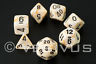 DICE Chessex MARBLE VEINED IVORY with BLACK d20 Set d10 d6 White RPG Game 27402