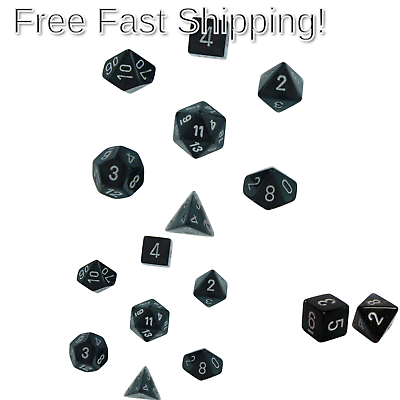 Chessex Dice: Polyhedral 7-Die Borealis Dice Set - Smoke with Silver numbers ...