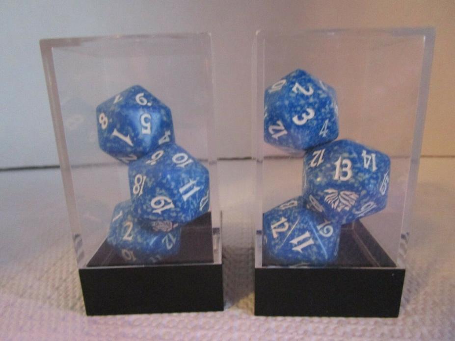 Lot of 6 Dice for gaming, Blue / White Chessix Free Shipping