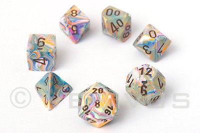 DICE Chessex FESTIVE VIBRANT Set d20 Colorful White Pink Orange Marble 27441