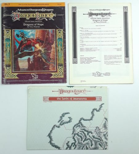 VERY RARE ADVANCED DUNGEONS & DRAGONS MODULE DL3 DRAGON LANCE DRAGONS OF HOPE