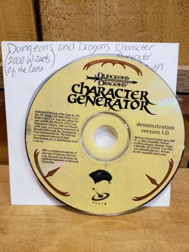 DUNGEONS & DRAGONS Character Generator Version 1 Disc 2000  WOTC D&D DISC ONLY
