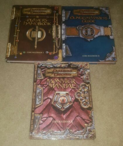D&D Dungeons & Dragons 3rd Ed Core Rulebook Set 1st Print TSR11550, 11551, 11552