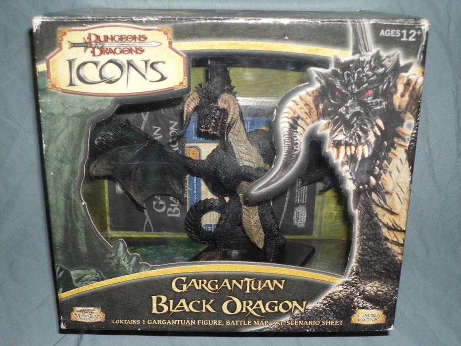 D&D ICONS Mini -  GARGANTUAN BLACK DRAGON  (Very Rare LIMITED EDITION in BOX!!)