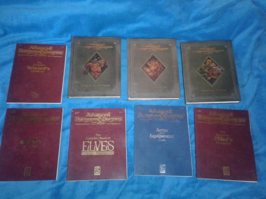 Lot of 8 Advanced Dungeons and Dragons (D&D) 2nd Edition Books, Great Condition!