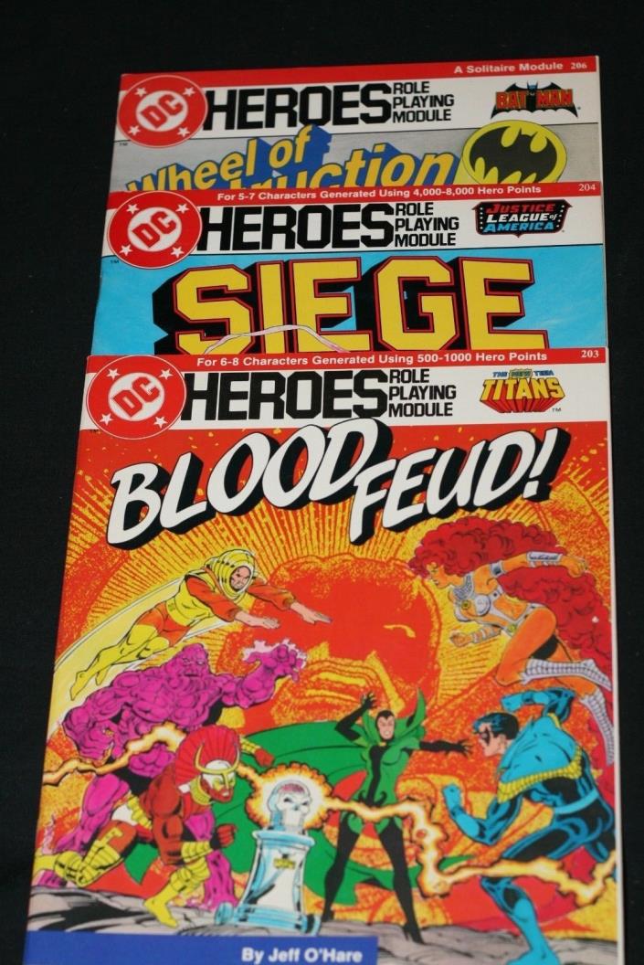 LOT (3) DC HEROES ROLE PLAYING GAME MODULES 203, 204, 206 BATMAN, JUSTICE LEAGUE