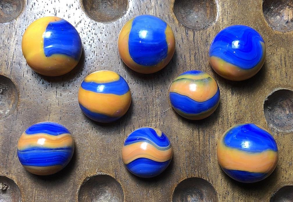 Marbles: Group Akro Agate Orange and Blue Corkscrew Marbles!!