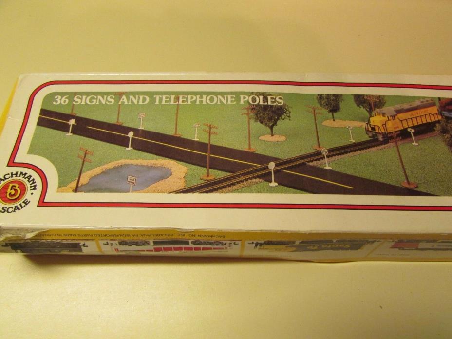 BACHMANN HO SCALE 36 SIGNS AND TELEPHONE POLES and PEOPLE NOS
