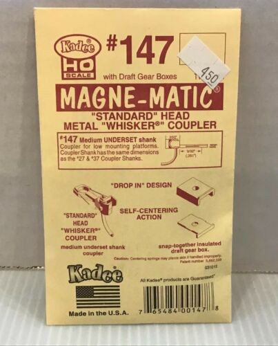 #147 Kadee HO scale Magne-Matic Standard Head Metal Whisker Coupler* 2 Pair.