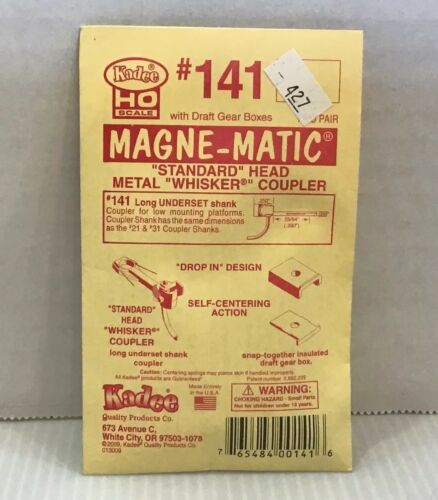 #141 Kadee HO scale Magne-Matic Standard Head Metal Whisker Coupler* 2 Pair.