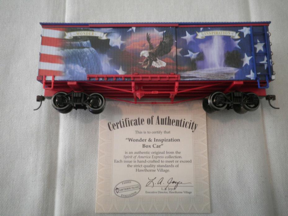 BACHMANN HAWTHORNE VILLAGE SPIRIT OF AMERICA WONDER & INSPIRATION BOX CAR W/COA