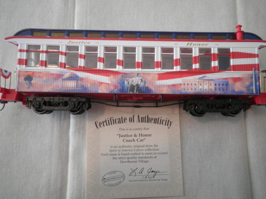 BACHMANN HAWTHORNE VILLAGE SPIRIT OF AMERICA JUSTICE & HONOR COACH CAR W/COA