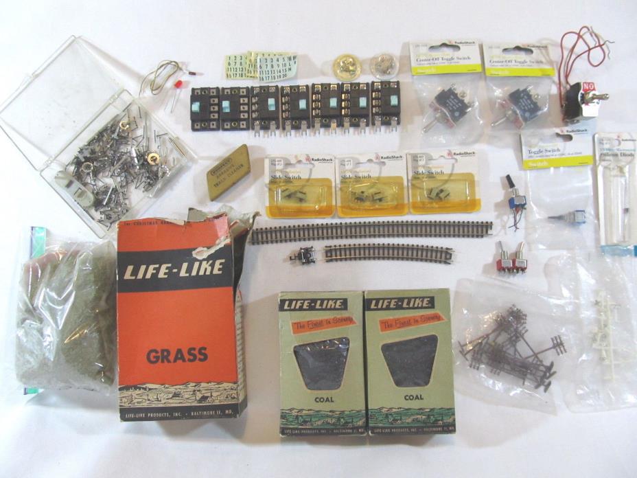 Model Railroad Train Diarama Supplies - Switches, Coal, Grass - Mixed Lot