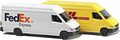 Busch N Scale Mercedes Sprinter Van Set - Fedex & DHL (2 Pack) Model Vehicles