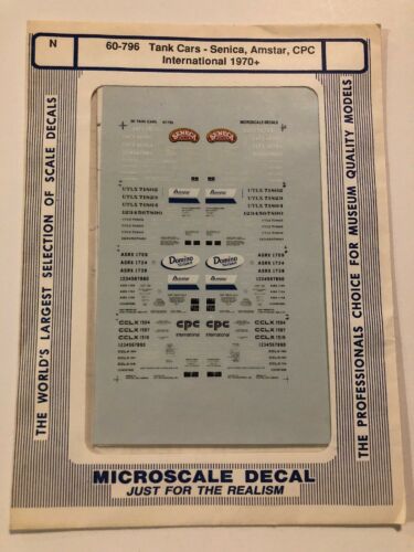 Microscale Decal N  #60-796 Tank Cars - Seneca, Amstar, CPC International, (1970