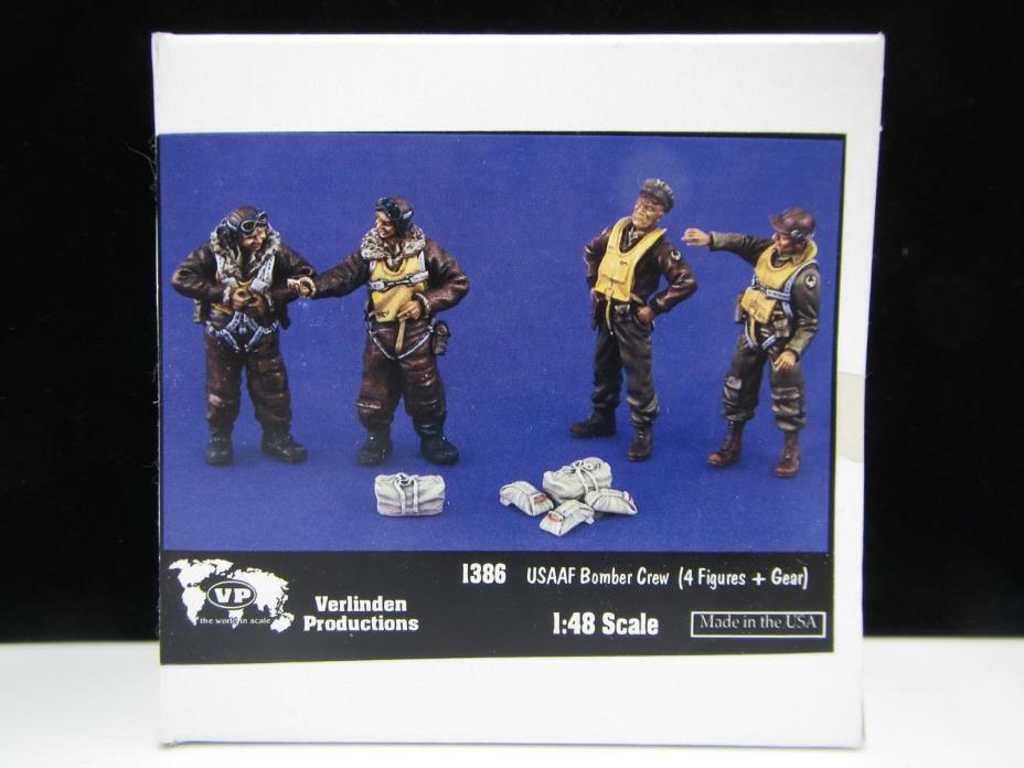 Verlinden 1/48 USAAF Bomber Aircraft Crew WWII (4 Figures and Gear) [Resin] 1386