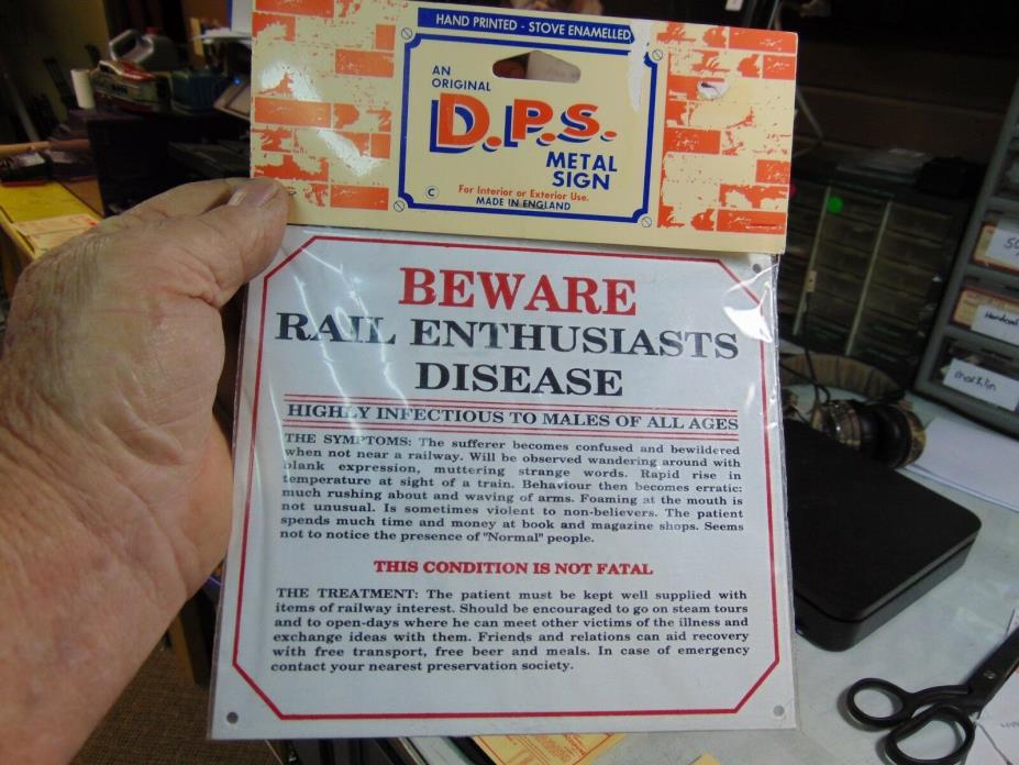 Lionel HO Train Locomotive Model Railroad Disease Hobby Sign, from England, New