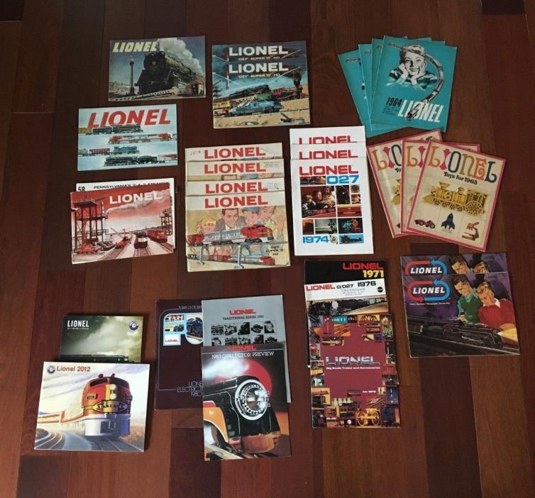 LOT OF LIONEL TRAIN CATALOGS 1940'S 50'S  60'S 70'S 80'S 2000'S