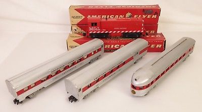 AMERICAN FLYER SET #20193 W/21813 MSTL DIESEL & (3) PASS. CARS-VG+ ORIG!