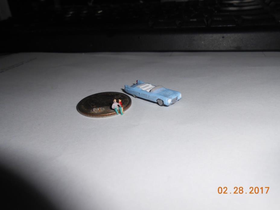 Z SCALE BLUE CADILLAC CONVERTIBLE CAST METAL HANDPAINTED GREAT 4 MARKLIN LAYOUT