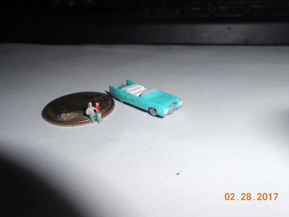 Z SCALE TURQUoISE CADILLAC CONVERTIBLE  HANDPAINTED GREAT 4 MARKLIN LAYOUT