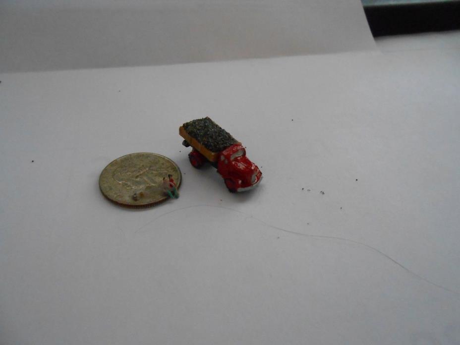 Z SCALE 50'S RED  WEST COAST SAND TRUCK CAST METAL HANDPAINTED 4 MARKLIN LAYOUT