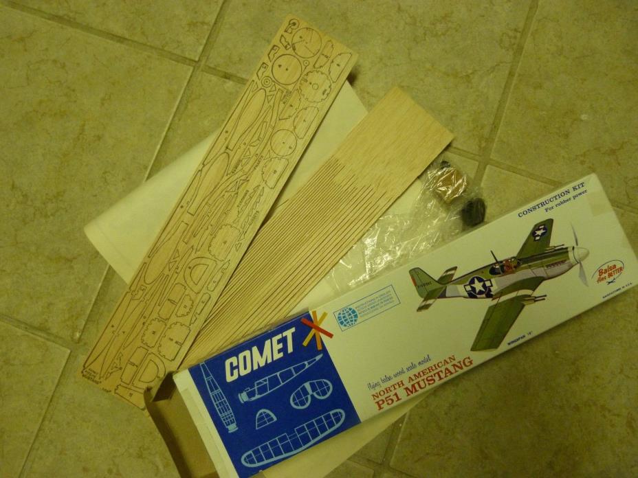 Vintage Comet P51 Mustang & Phantom Fury Balsa Wood model airplane kit