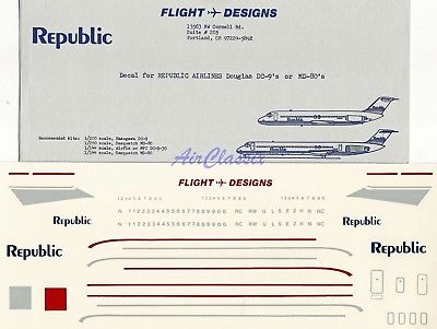 Decals: 1/144 Douglas DC-9/MD-80 Republic Airlines by Flight Designs