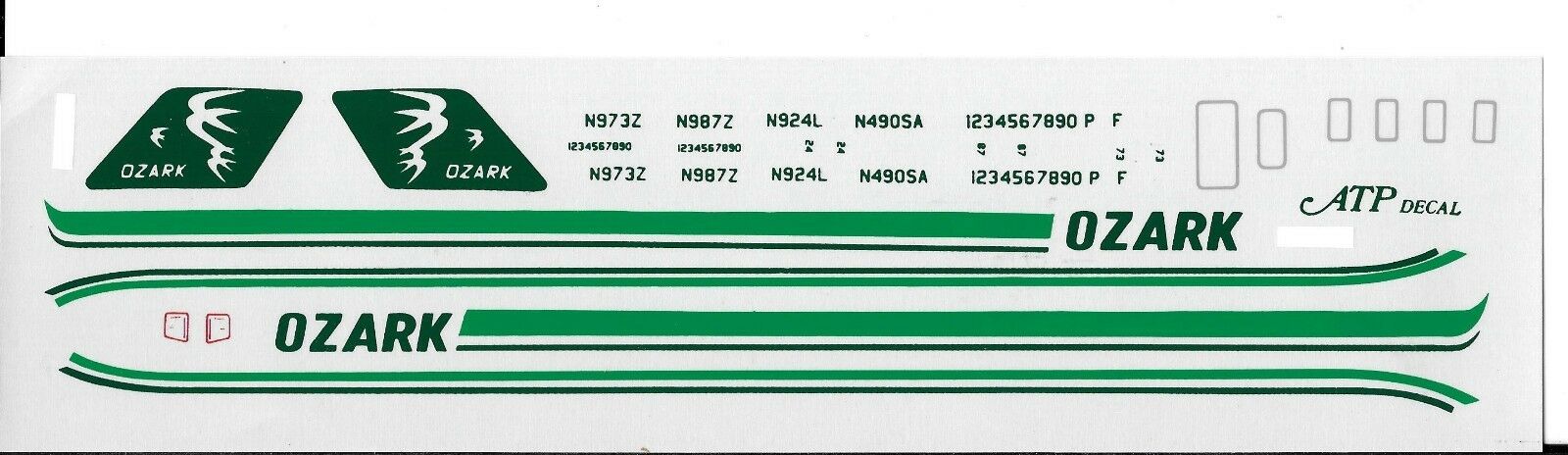Loose, ATP OZARK Airlines Decals (1/144?) No Instructions