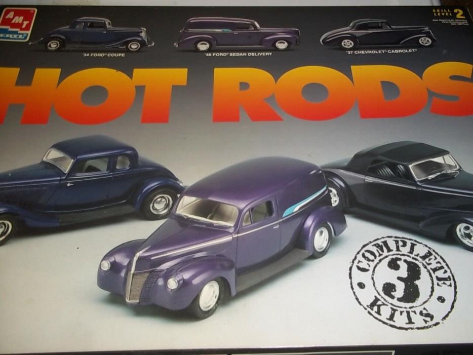 Hot Rods 1/25 3 Car Set Model Cars '34 Ford, '40 Ford & '37 Chevy by AMT