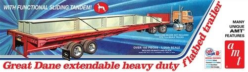 AMT Great Dane Extendable Flat Bed Trailer 1:25 Scale Model Kit New 1111