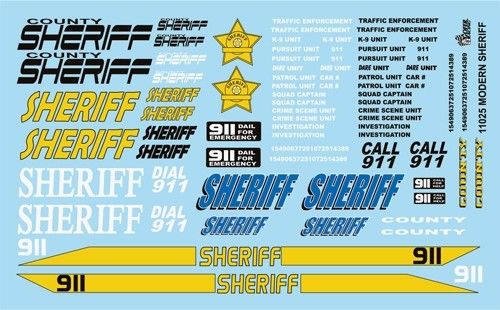 Gofer 11025 Modern Sheriff Vehicles  Decal Sheet 1/24 and 1/25