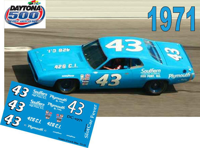 CD_DC-1971  #43 Richard Petty  1971 Plymouth 1:24 scale DECALS