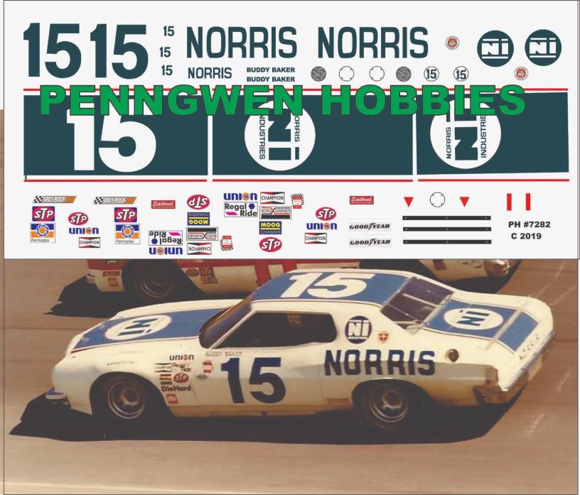 NEW Baker Norris Moore #15 Ford Torino   NASCAR decals 1/24