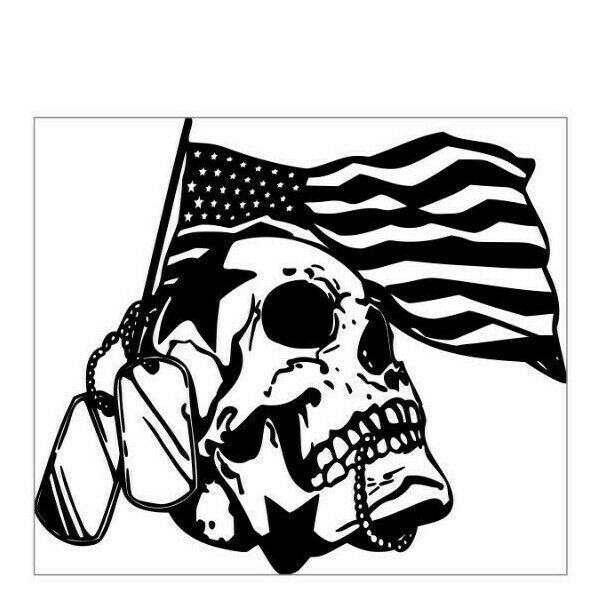 SKULL AND FLAG 5 X 7 VINYL CAR TRUCK WINDOW DECAL STICKERS