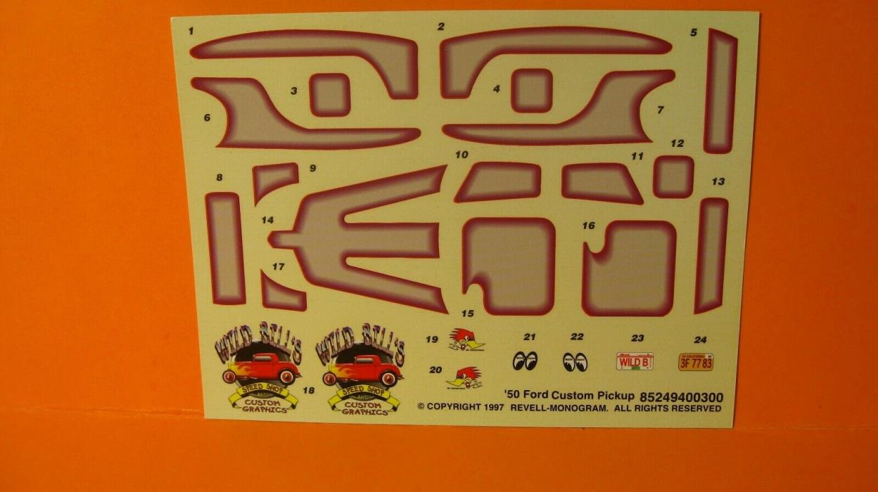 MODEL DECAL - 50 FORD CUSTOM PICKUP BY REVELL - FREE SHIPPING