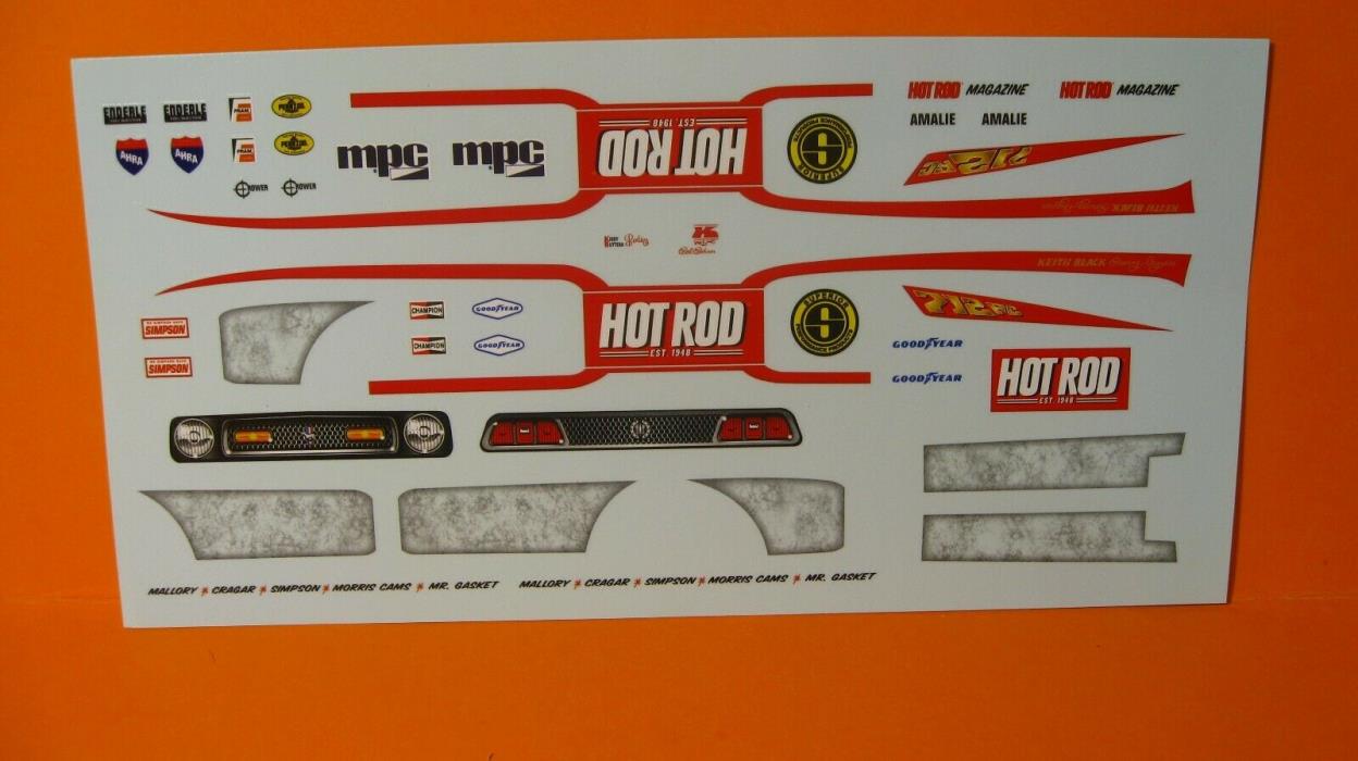 MODEL DECAL - 1972 FORD MUSTANG FUNNY CAR BY MPC - FREE SHIPPING