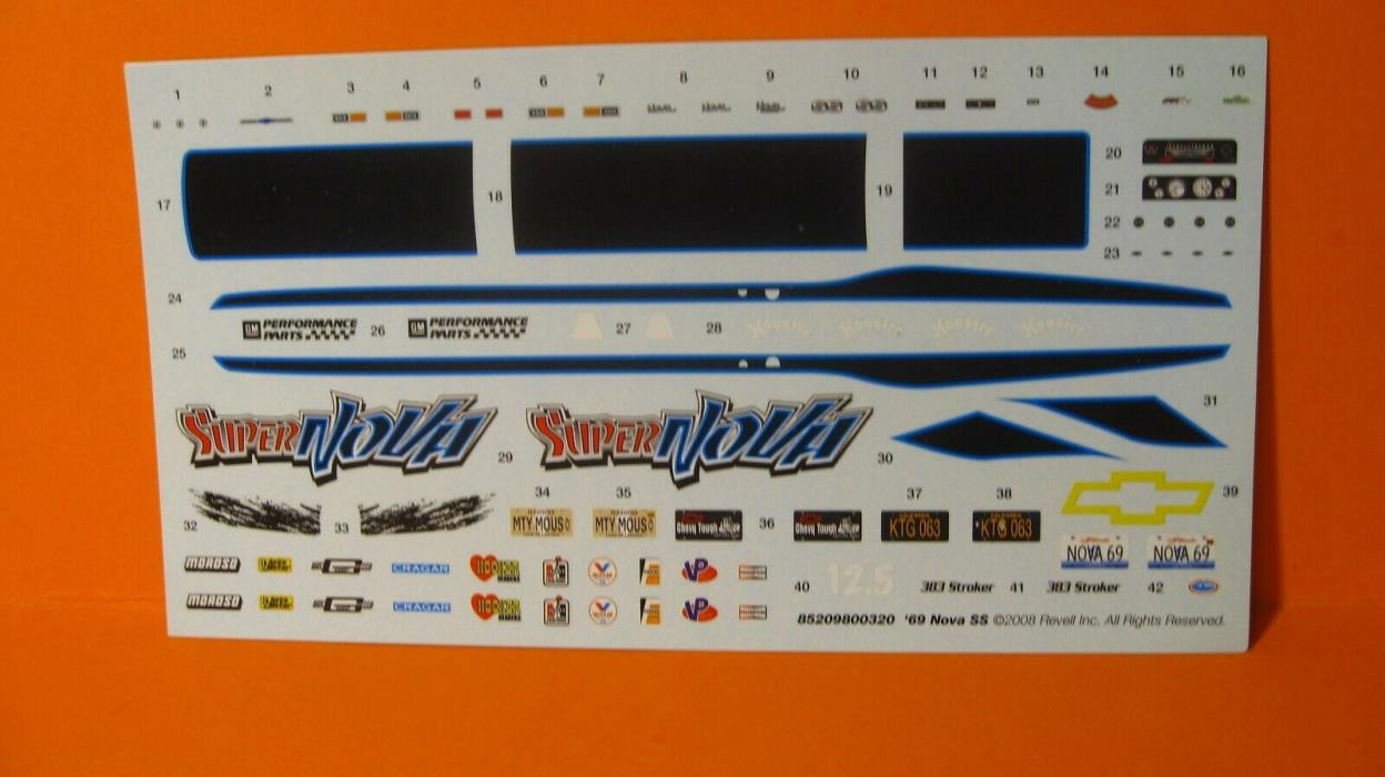 MODEL DECAL -69 SUPER NOVA SS - REVELL - FREE SHIPPING
